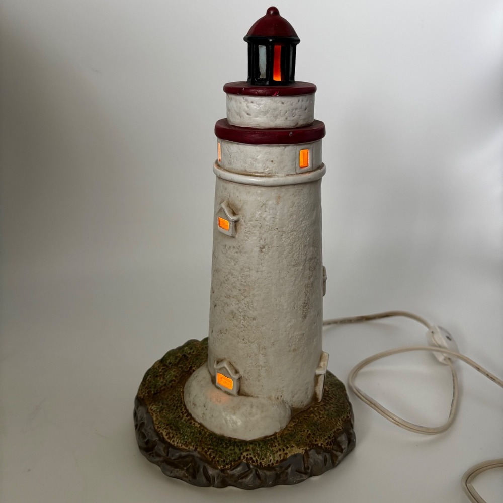 Vintage Lefton Marblehead 1821 Lighthouse Lighted Figurine 00879 Nautical Decor